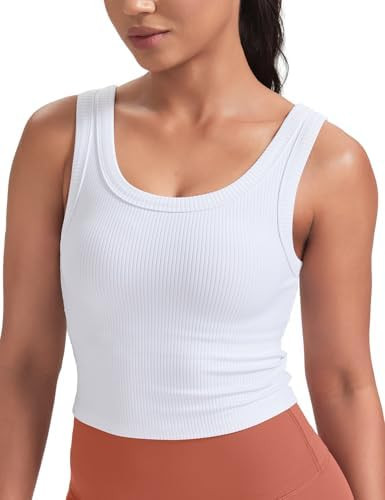 HeyNuts Ribbed Longline Sports Bras for Women, U Back Workout Yoga Crop Tank Tops Padded A-D Cups | Amazon (US)