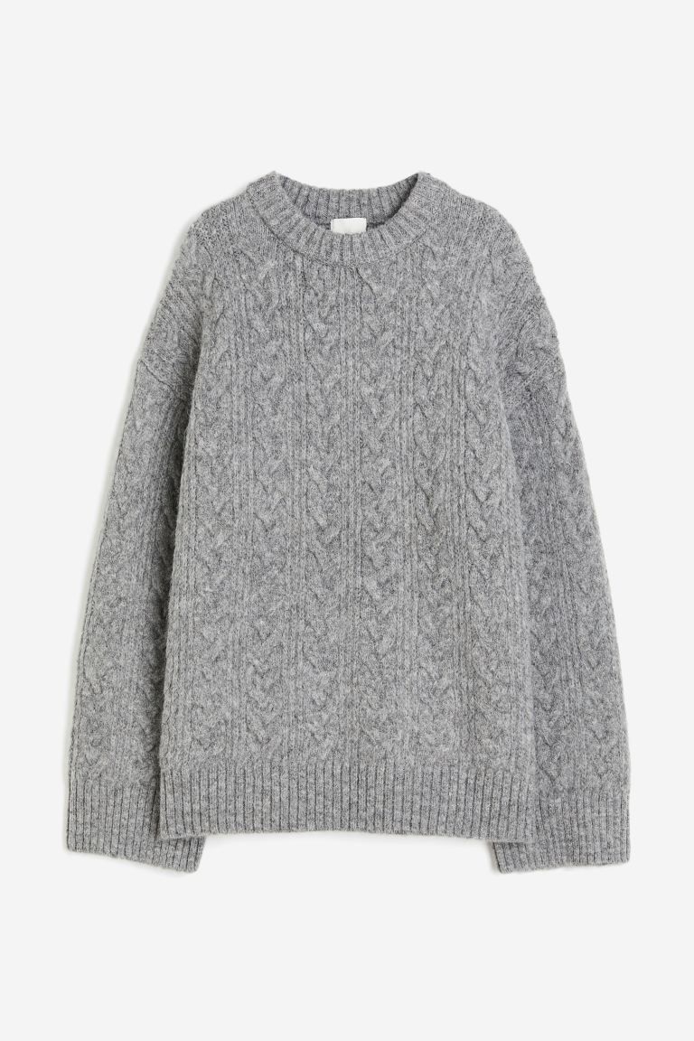 Oversized cable-knit jumper - Grey - Ladies | H&M GB | H&M (UK, MY, IN, SG, PH, TW, HK)