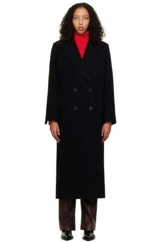 Black Double-Breasted Coat | SSENSE