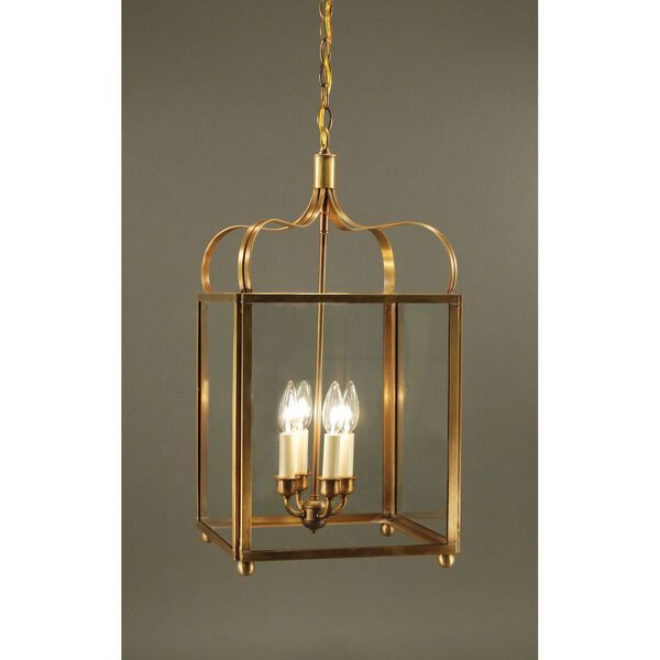 Crown Antique Brass Four-Light Chandelier with Clear Glass | Bellacor