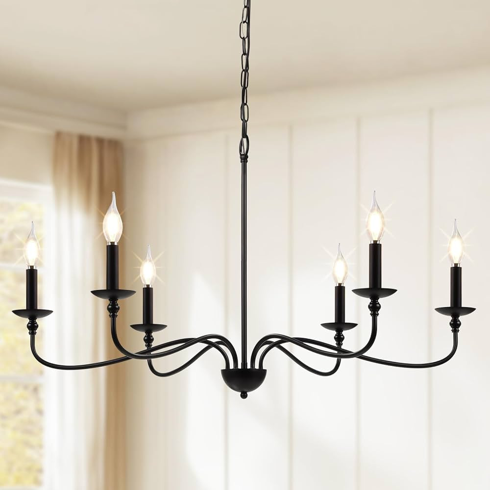 CHENBEN Black Farmhouse Chandeliers for Dining Room, 6 Light Vintage Chandelier Light Fixtures Ha... | Amazon (US)