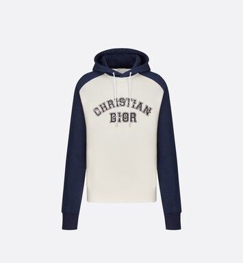 DIOR AND KENNY SCHARF Hooded Sweatshirt Deep Blue and White Cotton Fleece | DIOR | Dior Beauty (US)