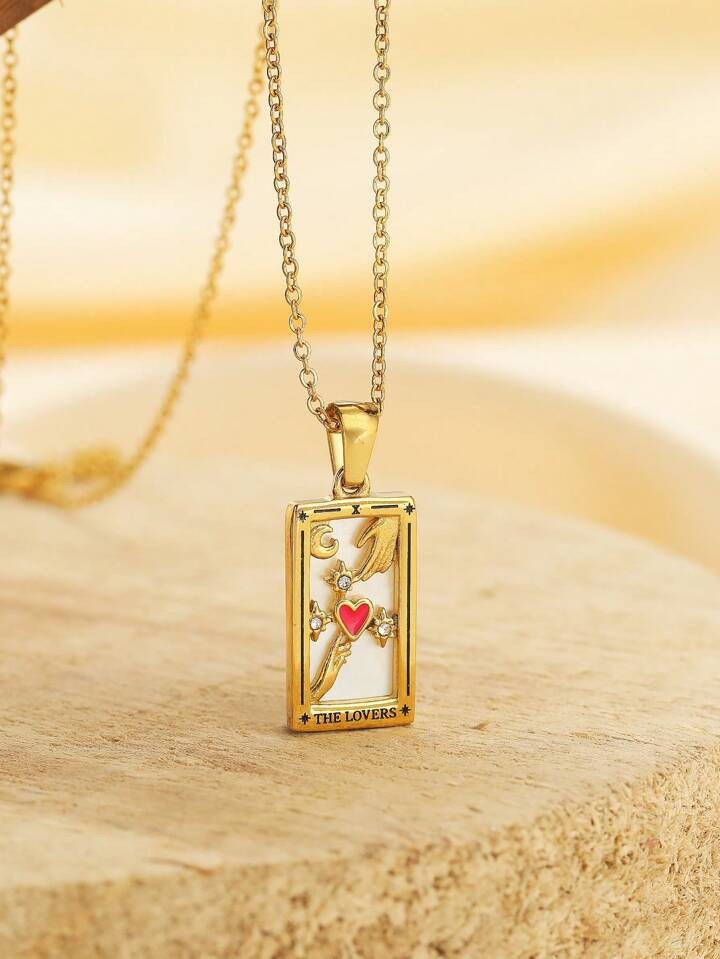 1pc Original New Tarot Queen Lover Magician Moon Necklace 18K Gold Plated Decoration | SHEIN