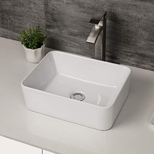 Rectangle Bathroom Sink - Logmey 16"x12" Bathroom Sink Above Counter White Vessel Sink Rectangle ... | Amazon (US)