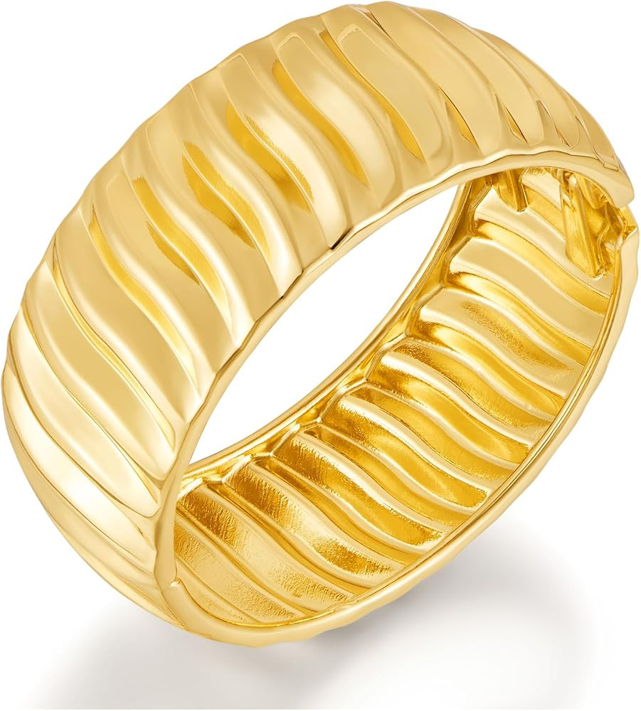 Gold Bracelet for Women Wave Bracelet Twisted Cuff Chunky Bracelets Fashion Gold Bangle Bracelets... | Amazon (US)
