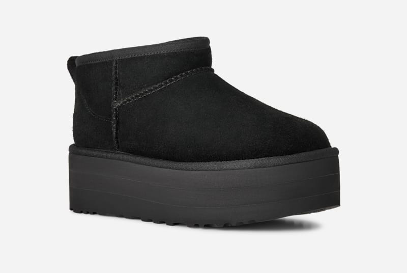 UGG® Women's Classic Ultra Mini Platform Suede Classic Boots in Black, Size 12 | UGG (US)