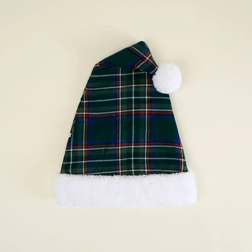 Holiday Green Christmas Green Tartan Plaid Adult Poshmas Hat | Posh Peanut® | Posh Peanut