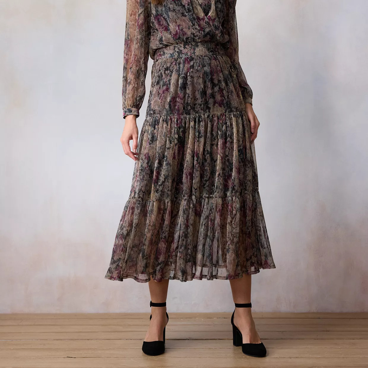 Petite LC Lauren Conrad Three Tier Midi Skirt | Kohl's