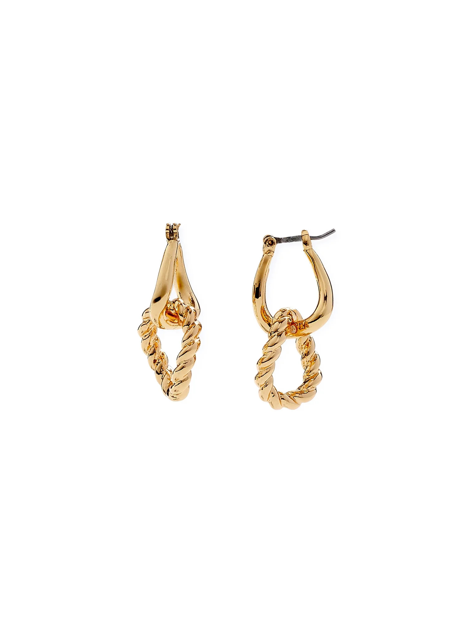Scoop Women’s 14Kt Gold Flash-Plated Link Hoops - Walmart.com | Walmart (US)