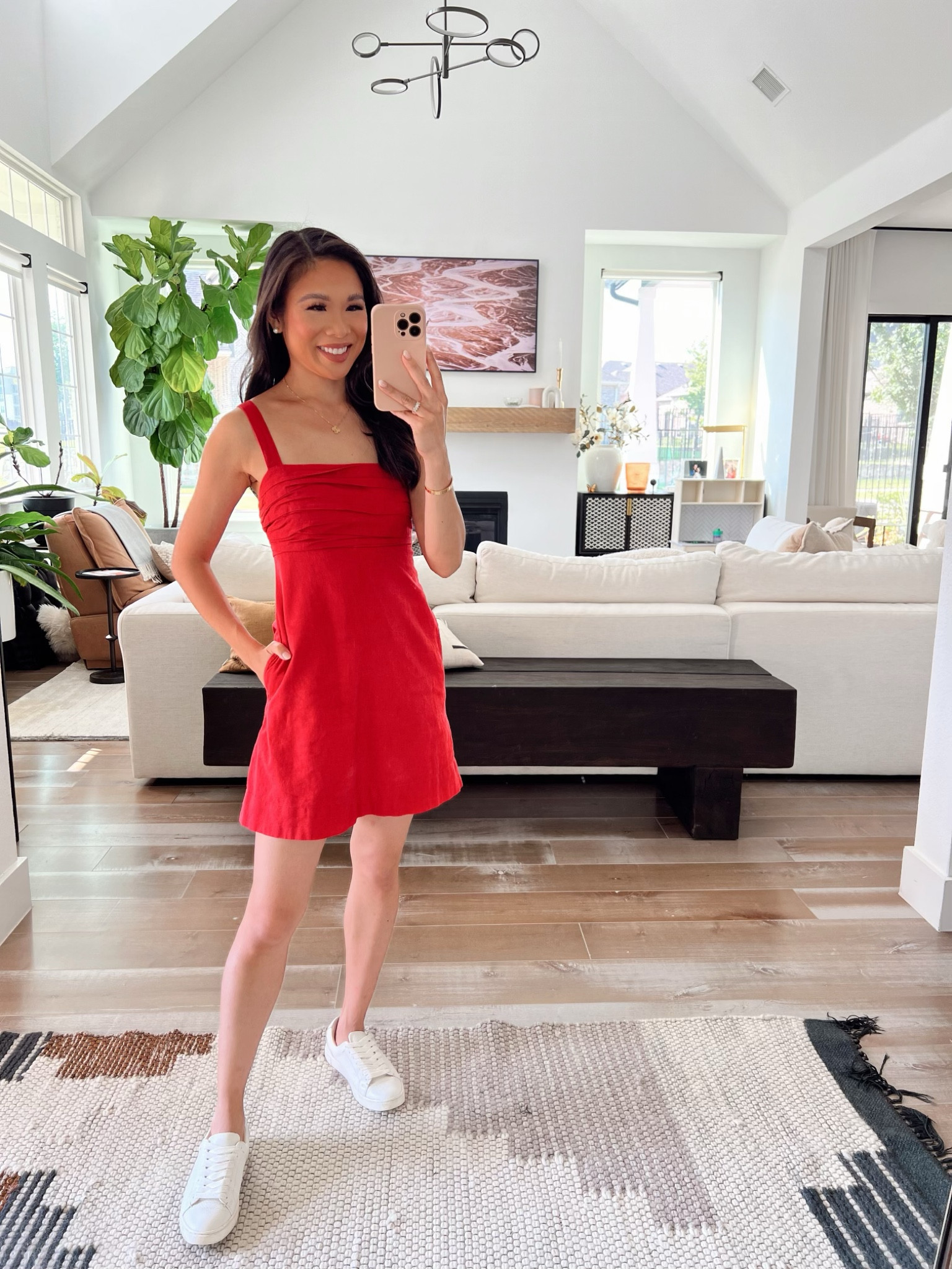 Linen blend skirt with built in shorts, adjustable straps and pockets. Wearing size XS tall for extra length. Paired it with sneakers for a more casual look, but can be dressed up with sandals or heels. On clearance for 25% off plus an additional 15% off

#LTKSaleAlert #LTKSeasonal #LTKStyleTip