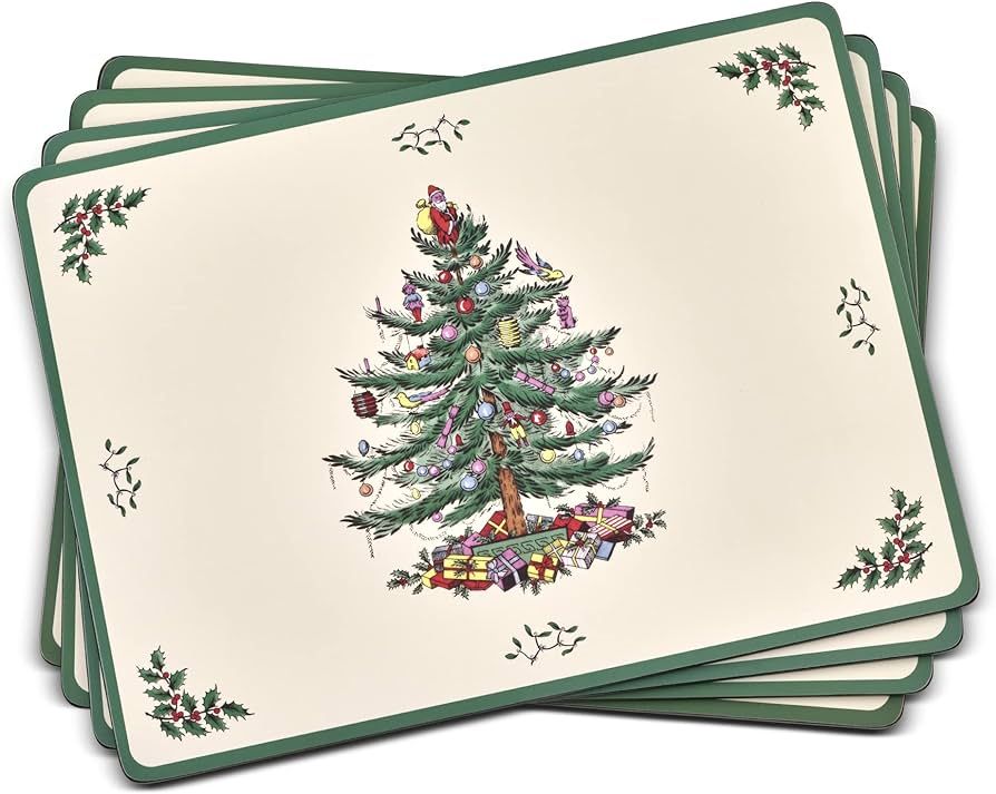 Pimpernel Christmas Tree Collection Placemats | Set of 4 | Heat Resistant Mats | Cork-Backed Boar... | Amazon (US)