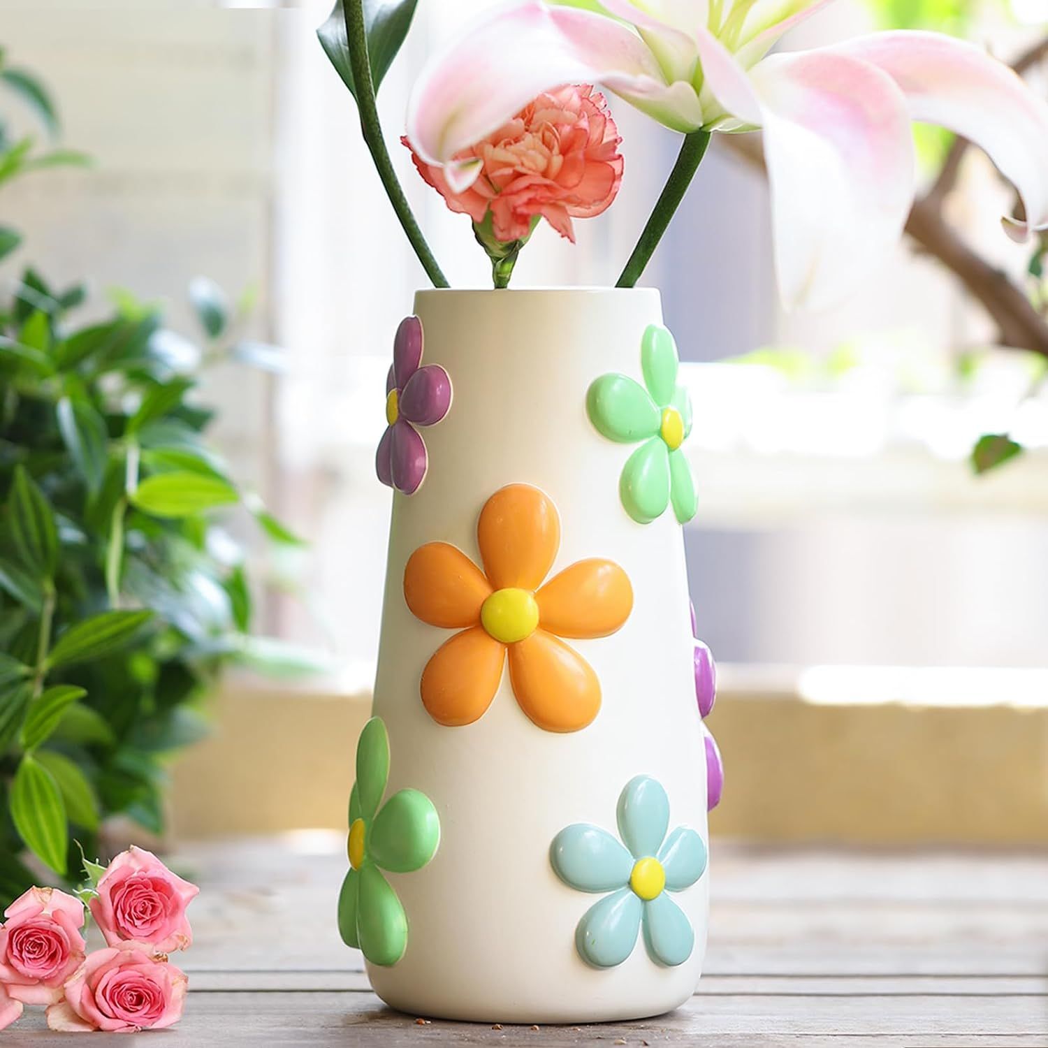 GUGUGO Pastel Flowers Vase for Flower, 8-Inch-Tall Rainbow Funky Mushroom Decor, Eclectic Vases f... | Amazon (US)