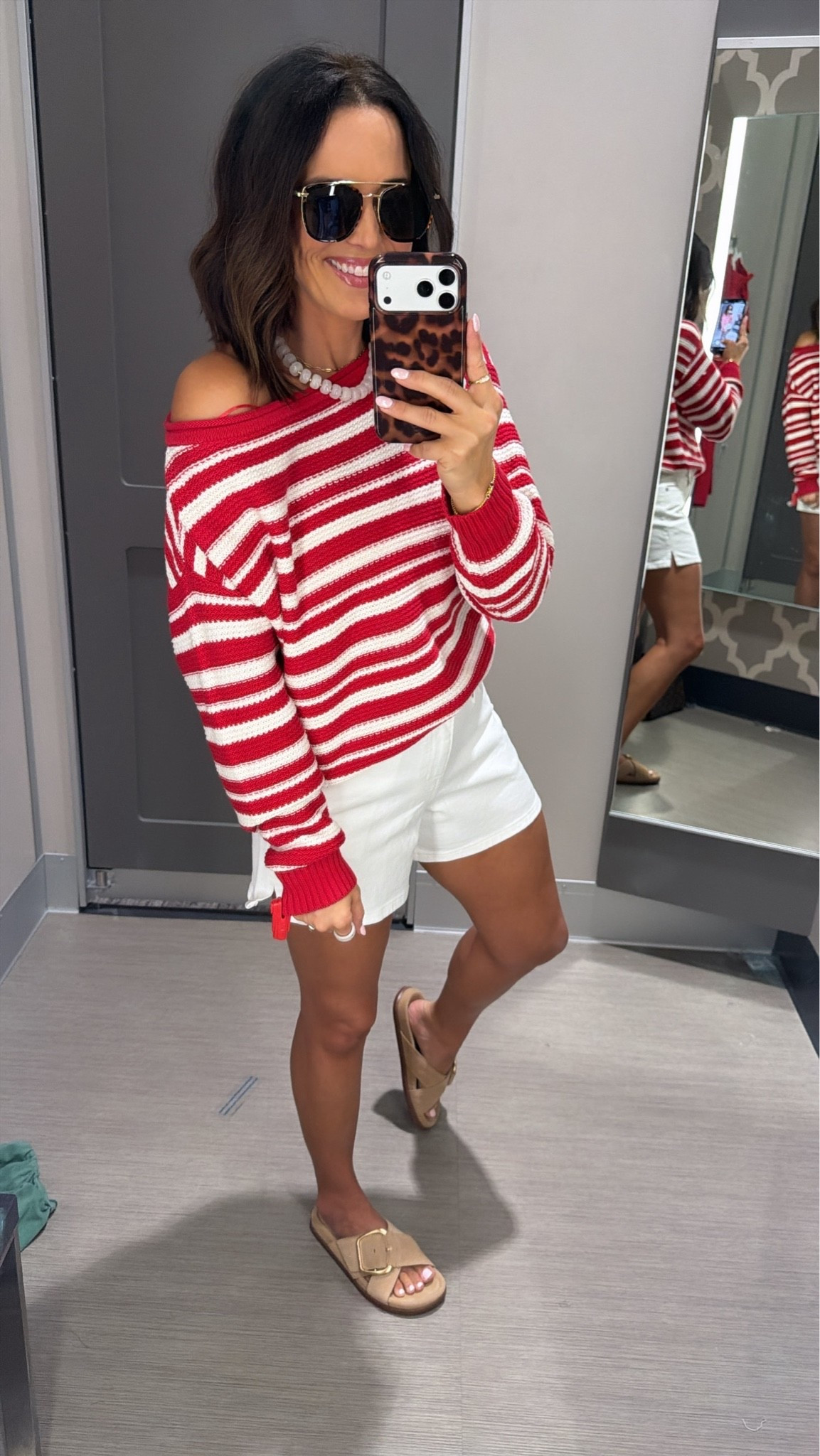 red, white & cute ❤️🤍 this target sweater is giving summer nights by the lake energy. wearing an XS! #targetstyle #targetfinds #summerstyle #coastalstyle #affordablefashion #ootd #casualstyle #everydayoutfit