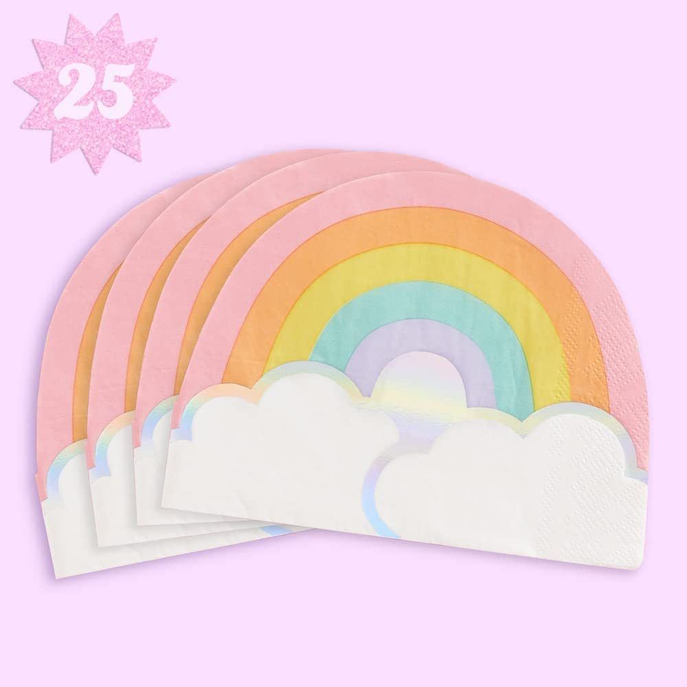 xo, Fetti Rainbow Napkins - 3-ply, 25 pcs | Happy Pastel Birthday Party Decorations, Cute Bachelo... | Amazon (US)
