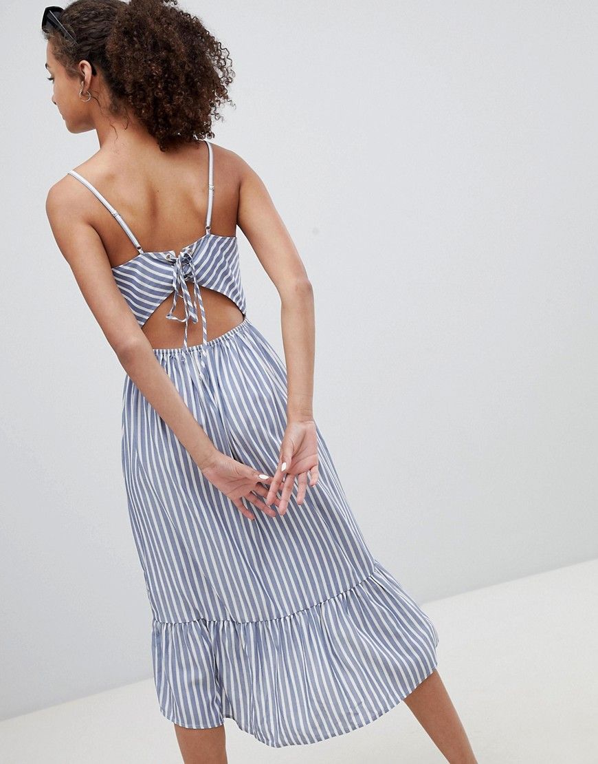 Only stripe midi dress with cut out back detail - Blue | ASOS US