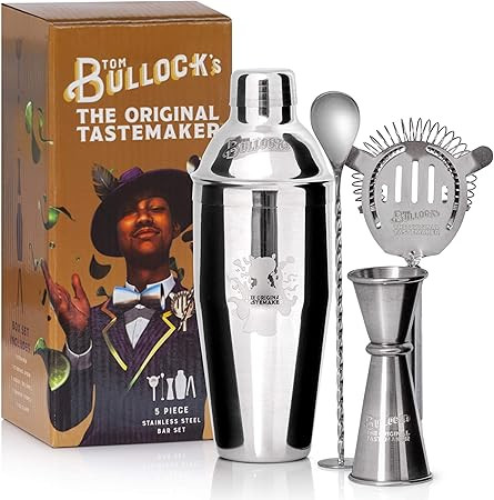 Amazon.com: 5 pc. Cocktail Shaker Bar Set by Tom Bullock's, The Original Tastemaker: 25 oz Stainl... | Amazon (US)