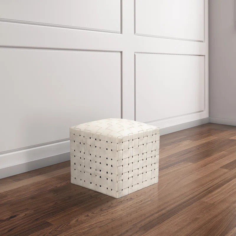 Halcyon Handwoven Genuine Leather Ottoman | Wayfair North America