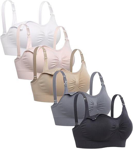 Lataly Womens Sleeping Nursing Bra Wirefree Breastfeeding Maternity Bralette Pack of 5 | Amazon (US)