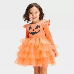 Toddler Girls' Halloween Pumpkin Ballerina Dress - Orange 5T | Target