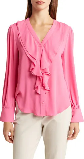Ruffle Long Sleeve Button-Up Shirt | Nordstrom Rack