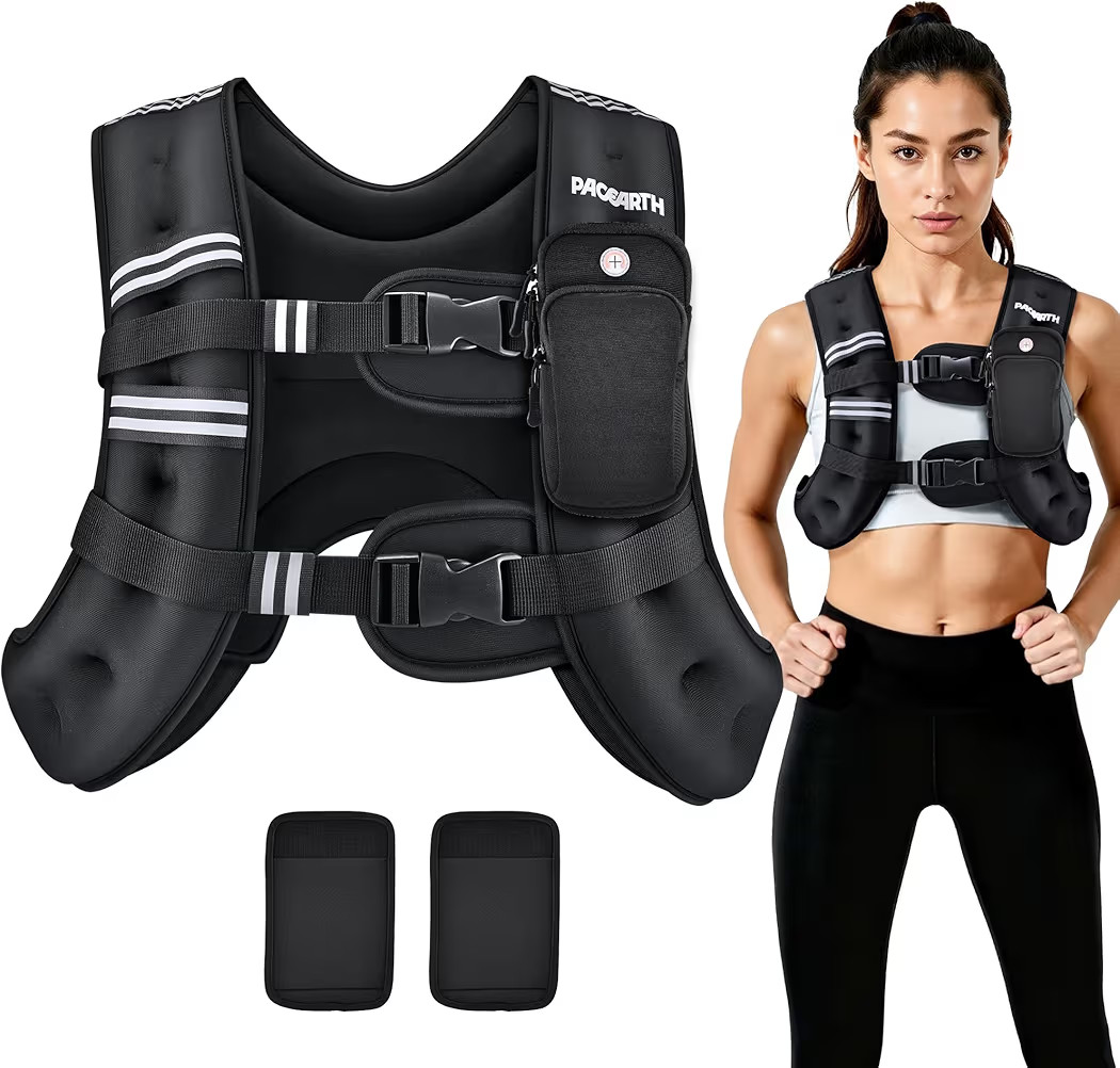 PACEARTH Weighted Vest,6lb/8lb/10lb/12lb/16lb/20lb/25lb/30lb Weight Vest with Reflective Stripe, ... | Amazon (US)