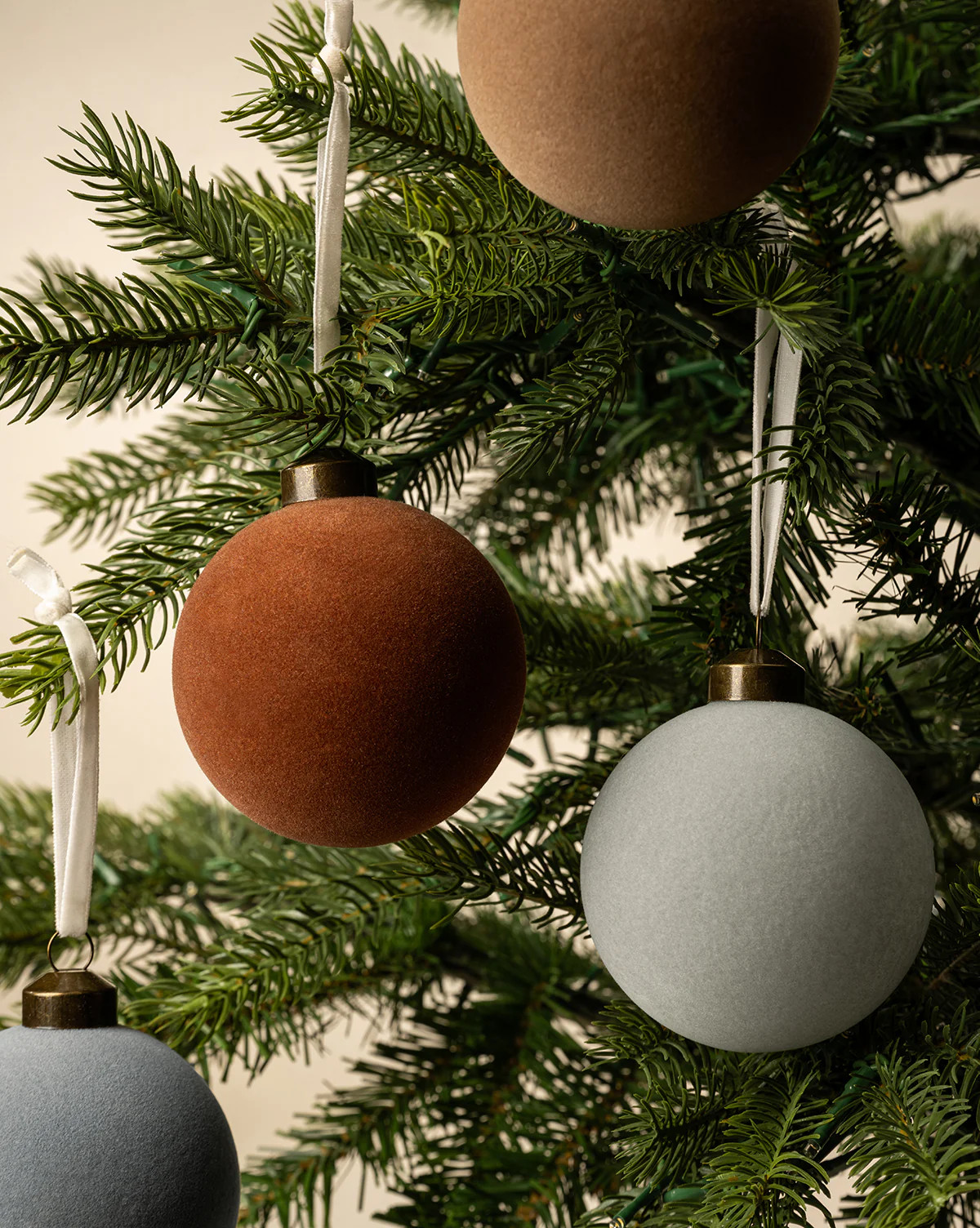 3" Assorted Flocked Baubles (Set of 4) | McGee & Co. (US)