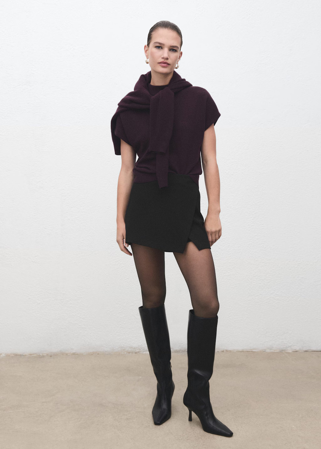 Wrapped skort black - Woman - 4 - MANGO | Mango (US/MX/AU)