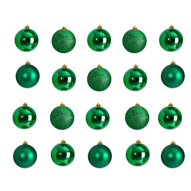 Nearly Natural Green Plastic Holiday Christmas 3" Shatterproof Ornament Set, 20 Count - Walmart.c... | Walmart (US)