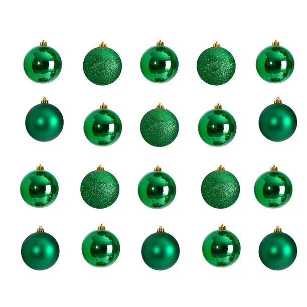 Nearly Natural Green Plastic Holiday Christmas 3" Shatterproof Ornament Set, 20 Count - Walmart.c... | Walmart (US)