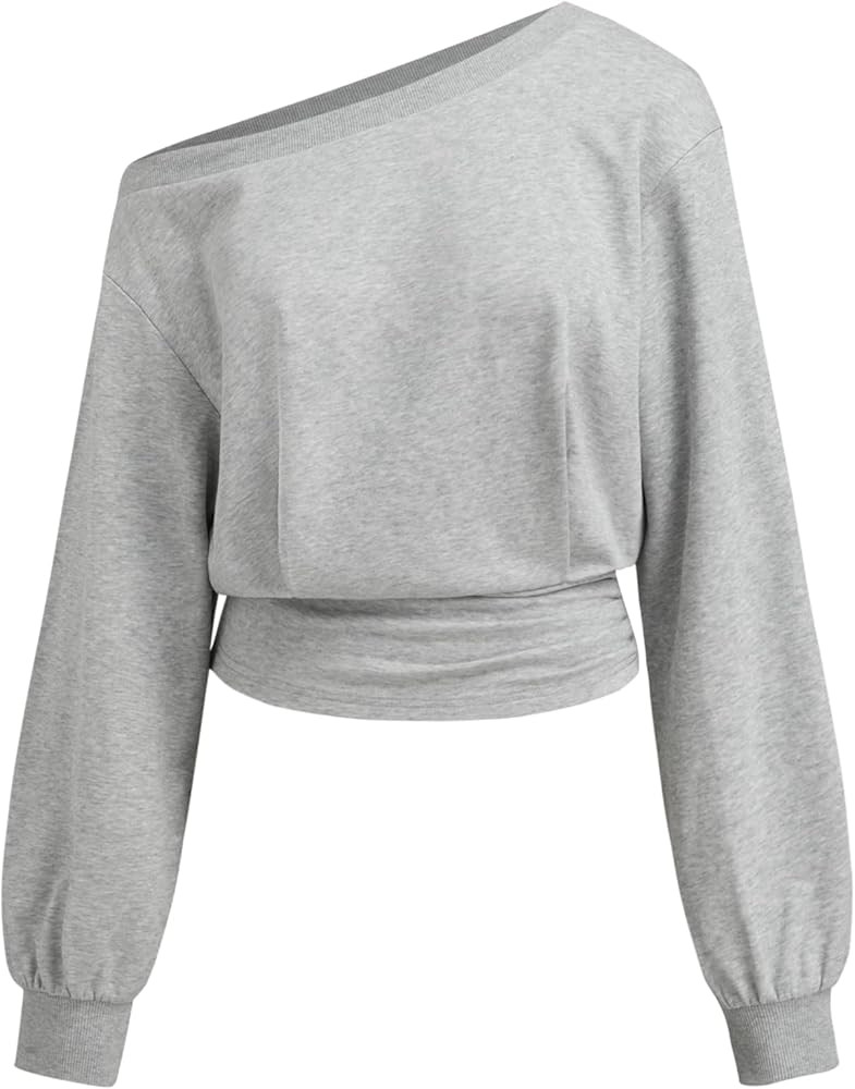 CIDER Off Shoulder Sweatshirt Womens Long Sleeve Casual Pullover Streetwear Fall Trendy Top | Amazon (US)