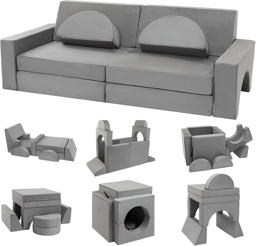 10pcs Modular Kids Play Couch,Kids Couch Building Fort, Kids Couch for Playroom and Bedroom,Toddl... | Amazon (US)