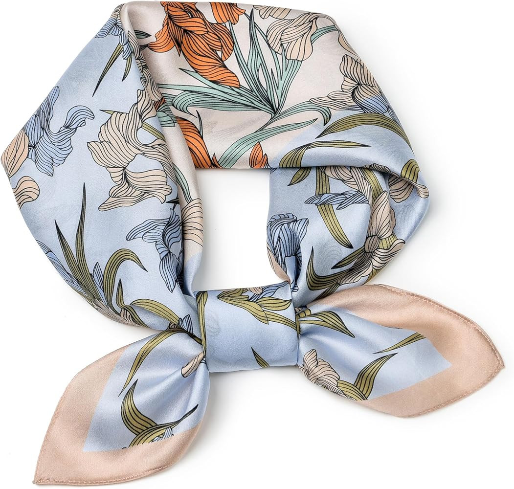 100% Mulberry Silk Scarf 25.6"x25.6" Square Women Neckerchief Headscarf - Lightweight Neck Scarf ... | Amazon (US)