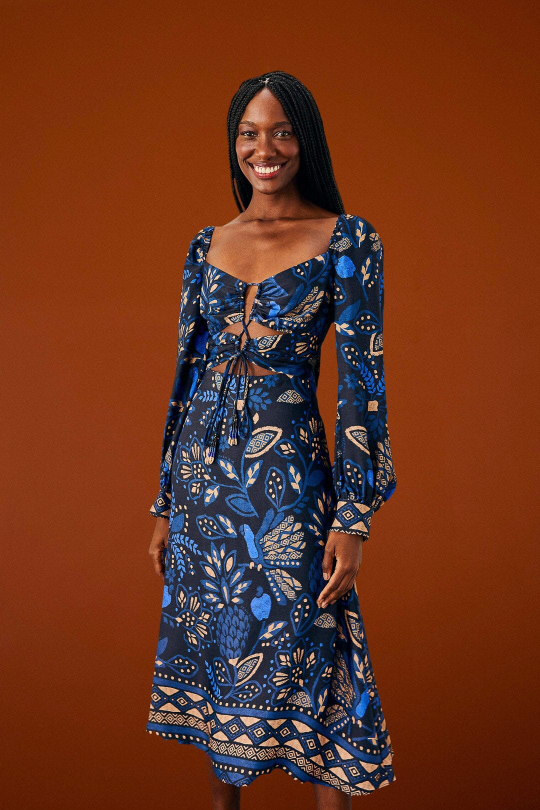 black macaw forest midi dress | FarmRio (US)