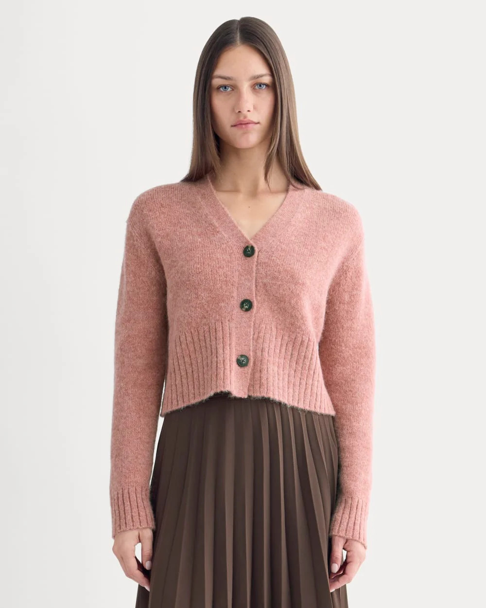 High V Cropped Cardigan in Alpaca | Heather Ash Rose | Everlane
