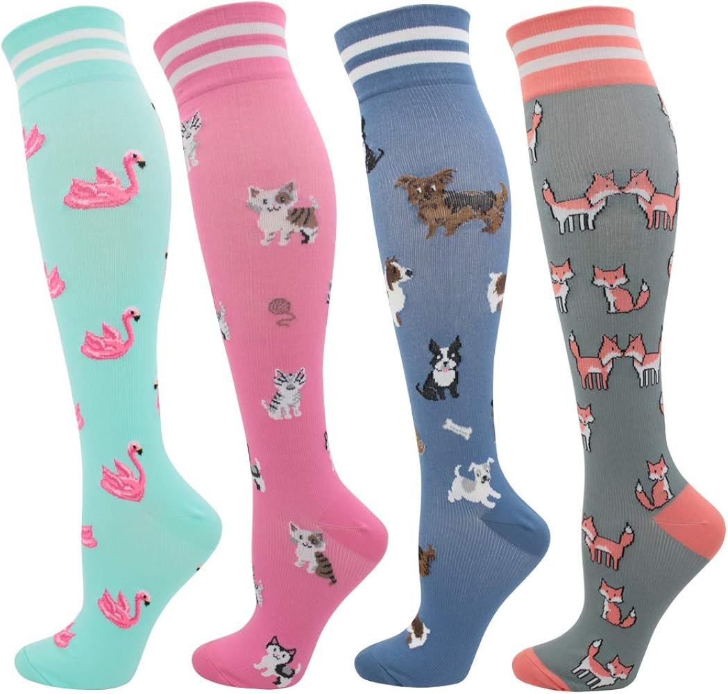 fenglaoda Compression Socks for Women Circulation 20-30mmHg Crazy, Cute, Socks Support for Nurse,... | Amazon (US)
