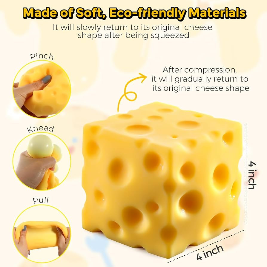 Amazon.com: Big Cheese Squishy (10cm), Jumbo Squishy Cheese Block Stress Relief Fidget Toy,Large ... | Amazon (US)