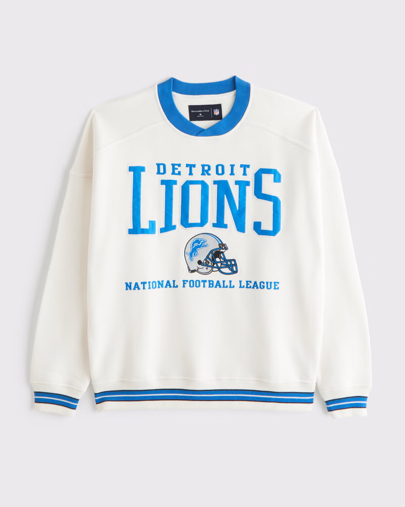 Abercrombie & Fitch Men's Detroit Lions Graphic Crew Sweatshirt in Cream - Size XL | Abercrombie & Fitch (US)