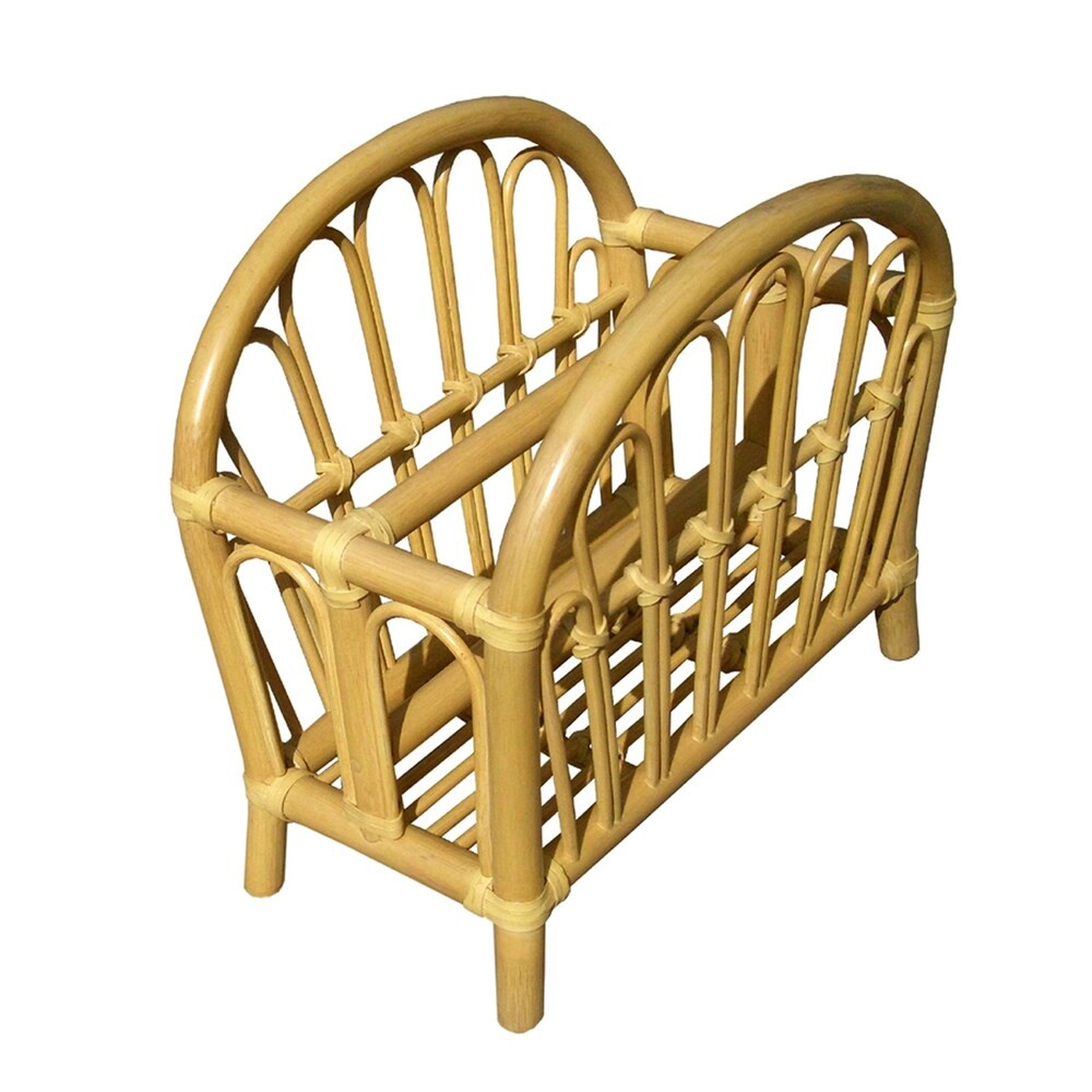 Curved Rattan Wicker Magazine Rack | Bed Bath & Beyond