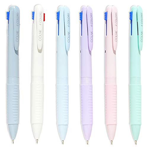 COLNK Multicolor Ballpoint Pen 0.5, 4-in-1 Colored Pens Fine Point,Ballpoint Gift Pens for Planner Journaling,Assorted Ink, 6-Count | Amazon (US)
