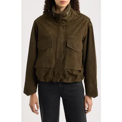 AllSaints Clay Suede Jacket in Cognac Brown at Nordstrom, Size Large | Nordstrom