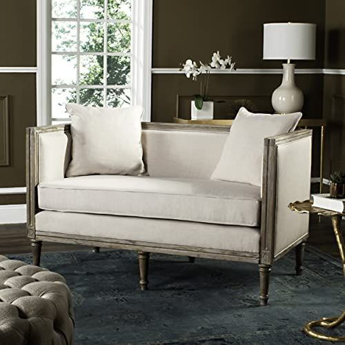 Safavieh Home Collection Leandra French Country Settee, Beige/Rustic Oak | Amazon (US)