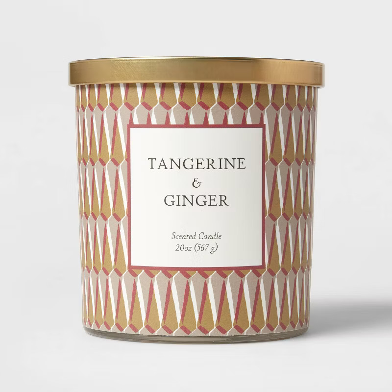 20oz Tangerine & Ginger Decal Glass Lidded Candle - Threshold™ | Target