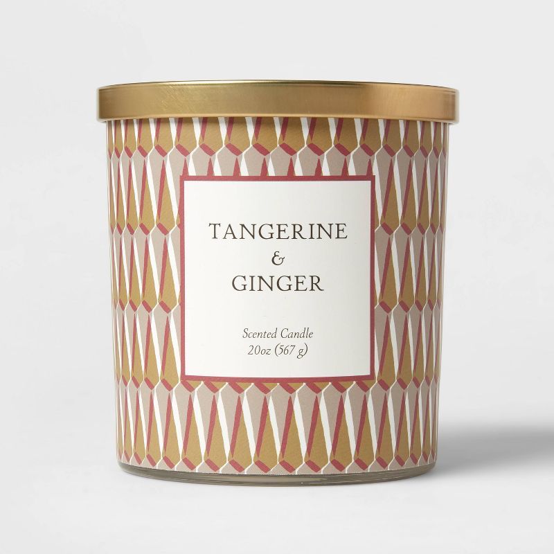20oz Tangerine &#38; Ginger Decal Glass Lidded Candle - Threshold&#8482; | Target