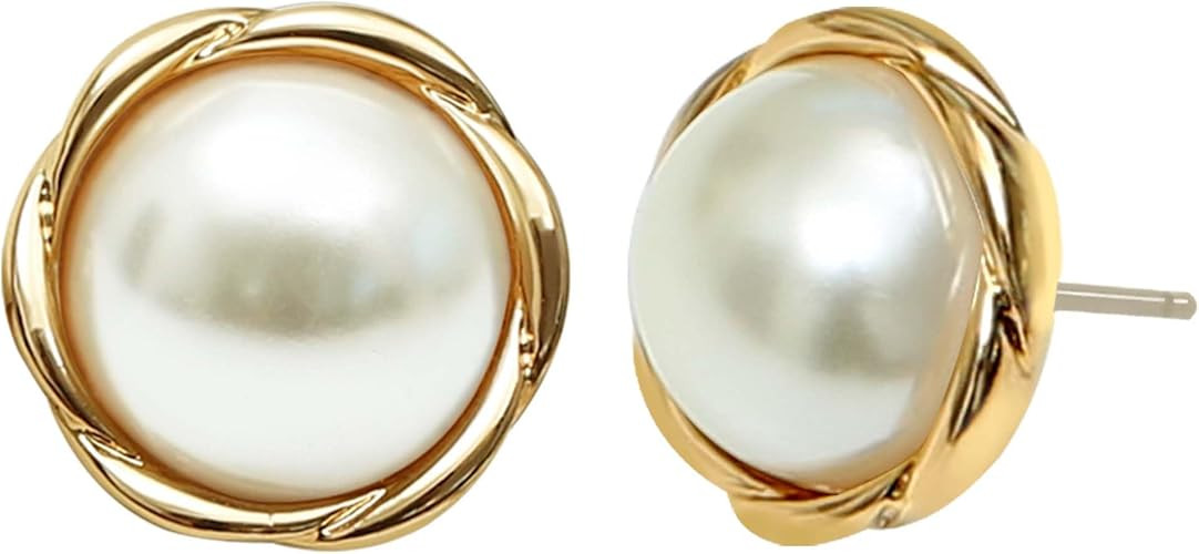 Pearl Earrings for Women dangling 14K Gold Pearl Drop Earrings Stud 5A Diamond Dangle Fashion Ele... | Amazon (US)