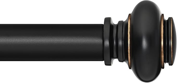 Black Curtain Rods for Windows 48 to 84 Inches Adjustable Decorative 1 Inch Diameter Single Windo... | Amazon (US)