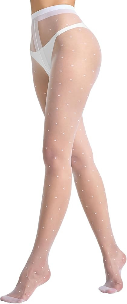 LABELLA 15D Polka Dot Pantyhose for Women, 3D Small Polka Design,Snag-Poof and Soft,S-XL | Amazon (US)