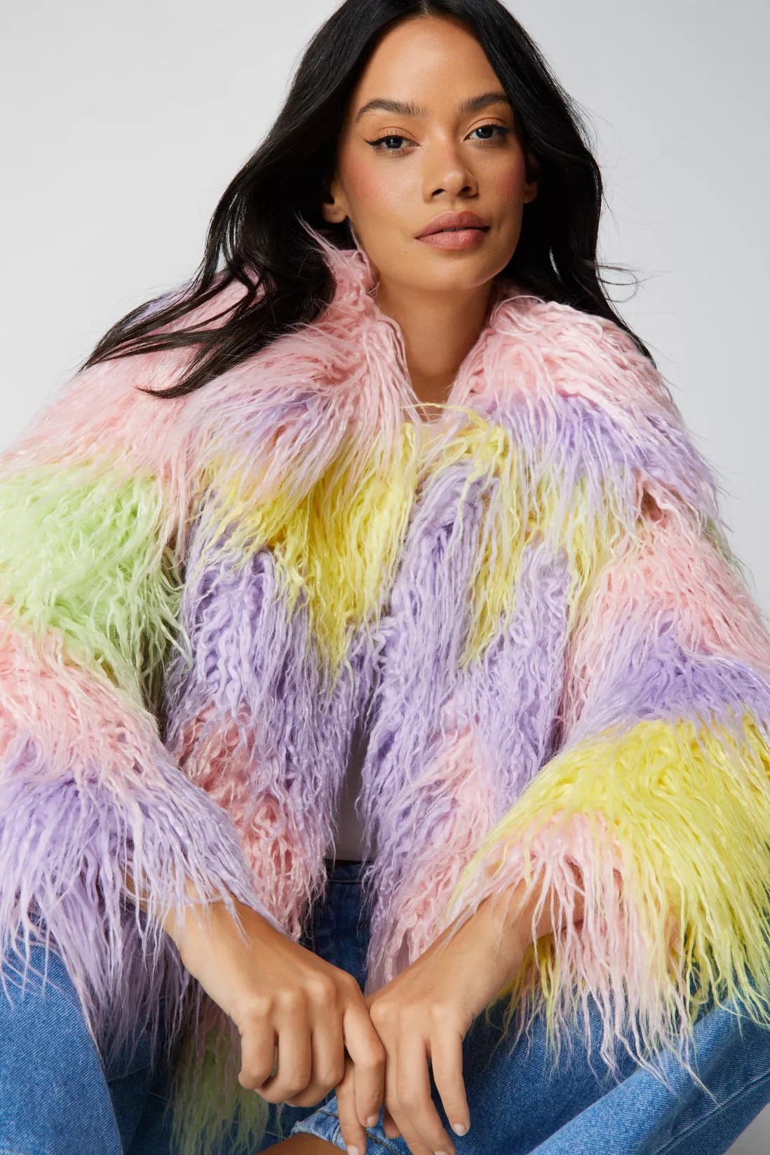 Premium Mongolian Ombre Faux Fur Coat | Debenhams UK