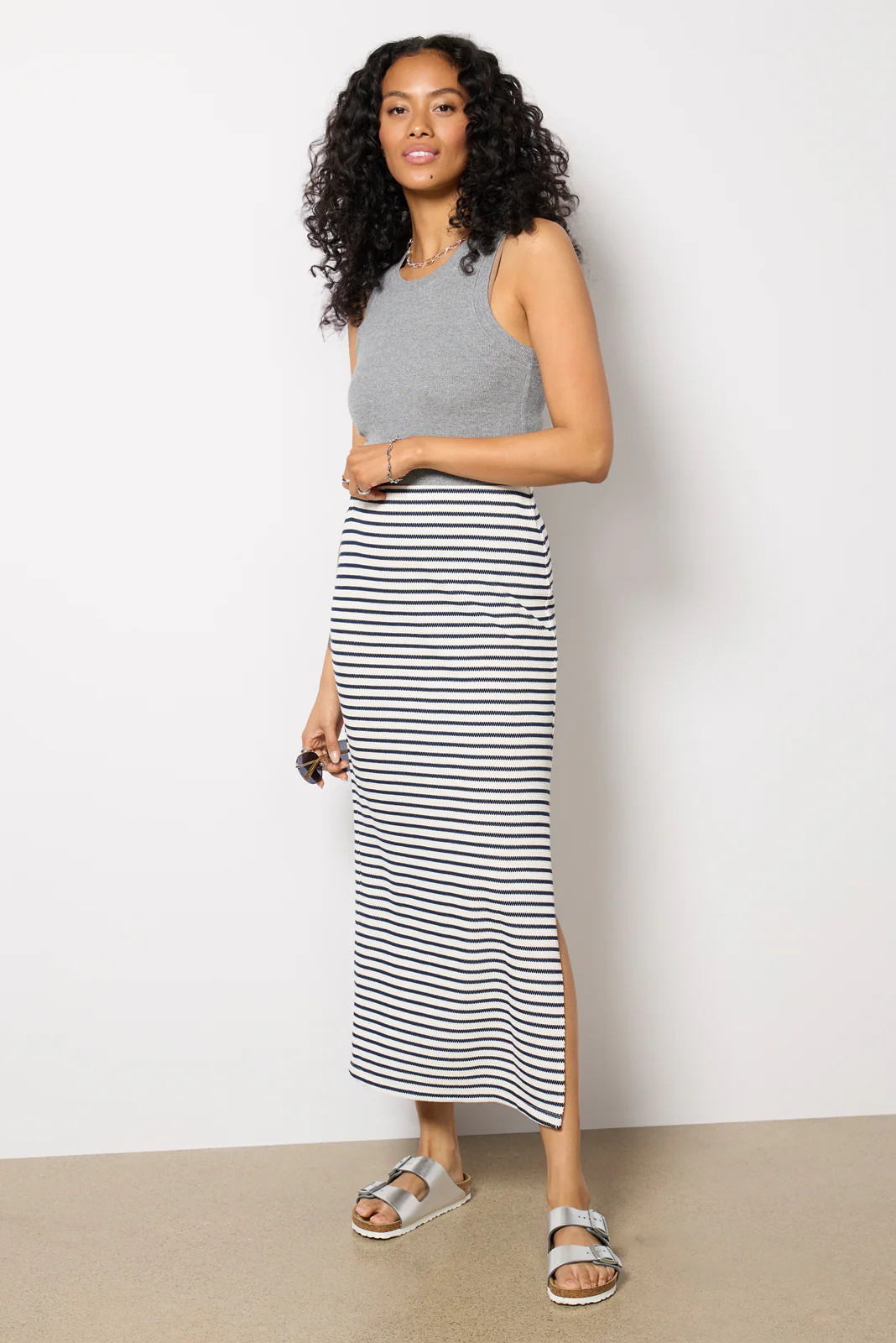 Anna Stripe Midi Skirt | Evereve