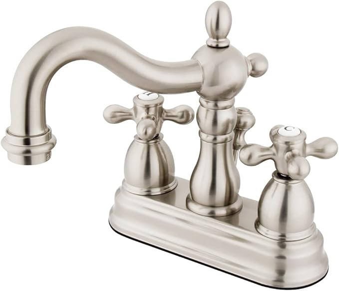 Kingston Brass KS1608AX Heritage Centerset Lavatory Faucet Pop-Up, Brushed Nickel | Amazon (US)