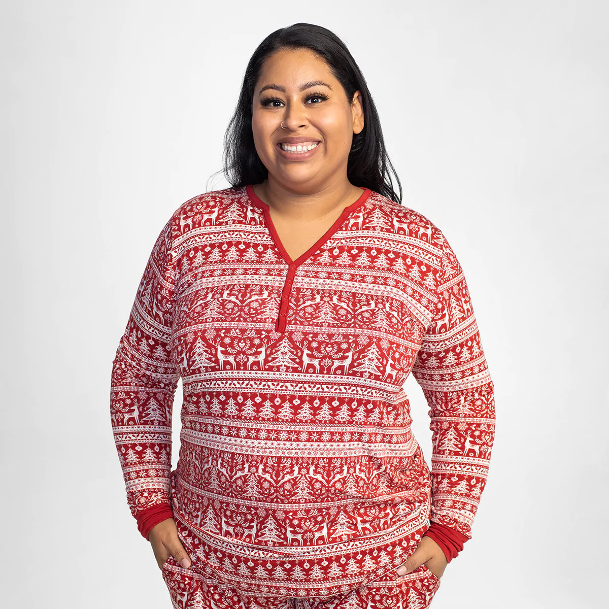 Reindeer Cheer Women's Bamboo Viscose Pajama Top | Little Sleepies